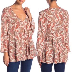 Show Me Your MuMu Paisley Boho Print Marlow Swing Top Sz S NWT